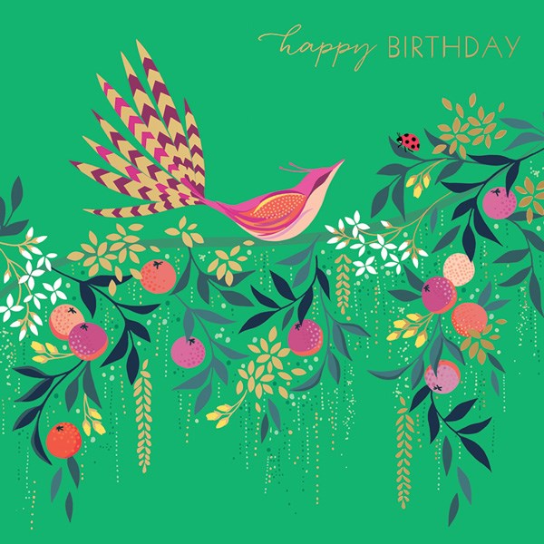 Fan Tail Bird Birthday Card By Sara Miller London